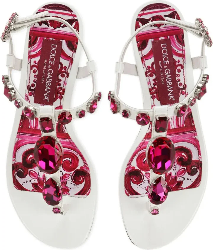 Majolica-print crystal-embellished sandals - Image 4