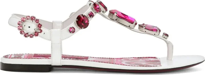 Majolica-print crystal-embellished sandals