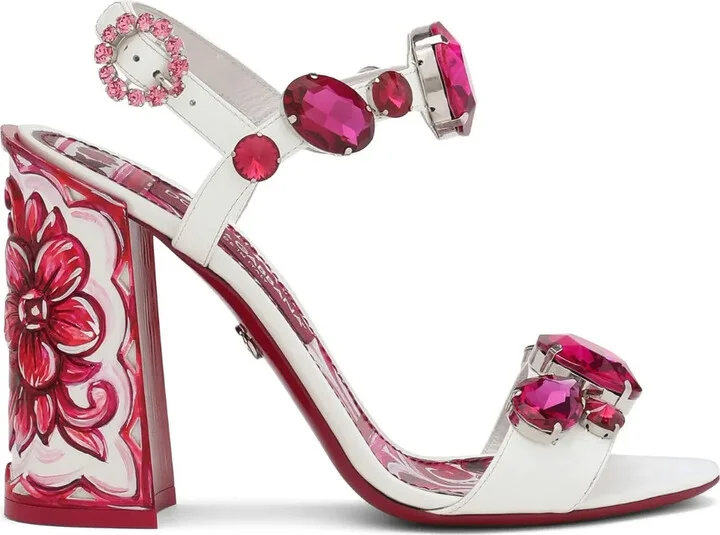 Majolica-print embellished sandals