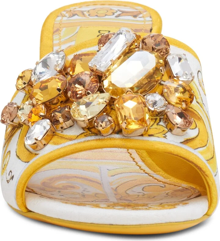 Majolica Print Embellished Slide Sandal - Image 4