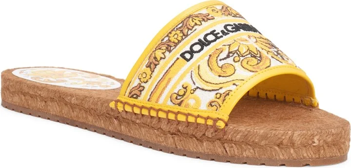 Majolica Print Espadrille Slide Sandal
