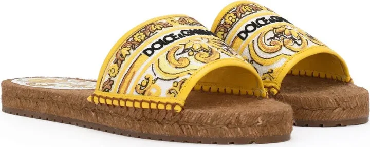 Majolica-print logo-embroidered sandals - Image 2