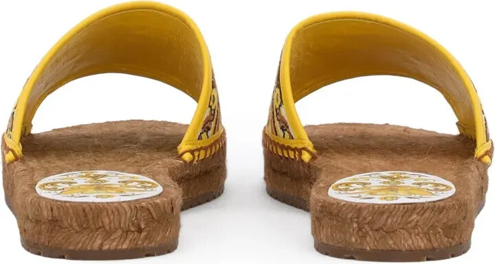 Majolica-print logo-embroidered sandals - Image 3