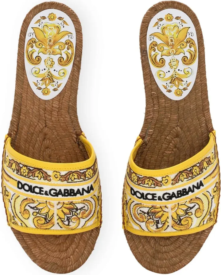 Majolica-print logo-embroidered sandals - Image 4