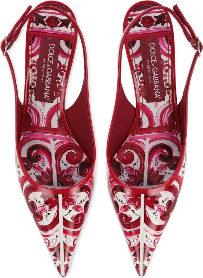 Majolica-print slingback pumps - Image 4