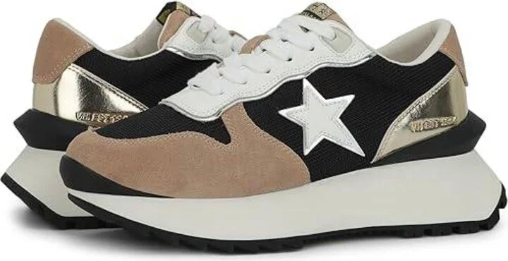 Major 22 Mesh Sneakers In Black Mesh/gold/taupe