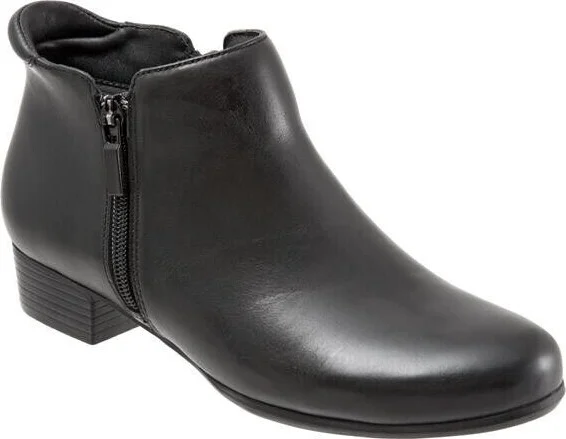 Major Boot Women's 6 Black Leather Dual Zipper Block Heel Ankle ZPO2448