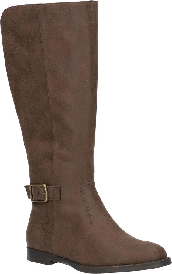 Makayla Womens Faux Suede Buckle Mid-Calf Boots