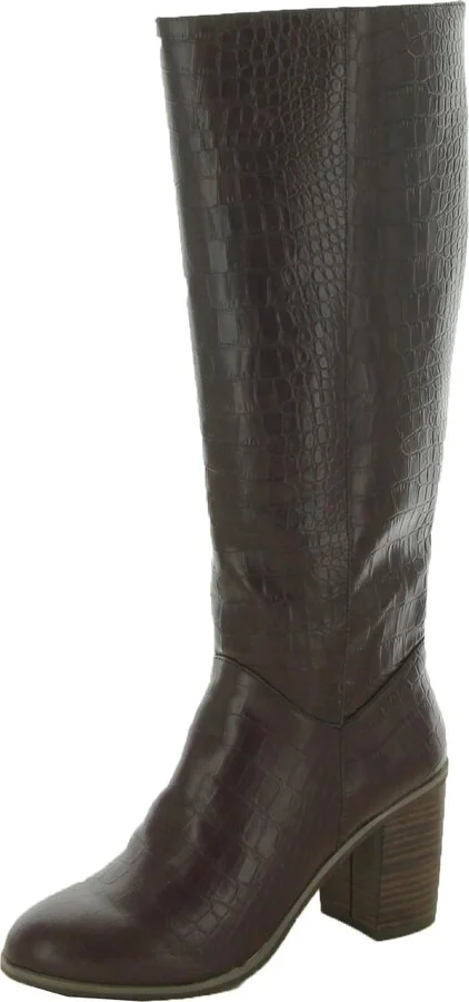 Make an Impact Womens Block Heel Pull On Knee-High Boots