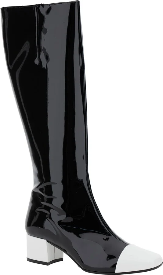 'malaga' Black Boots With Contrasting Toe In Patent Leather Woman - Image 2