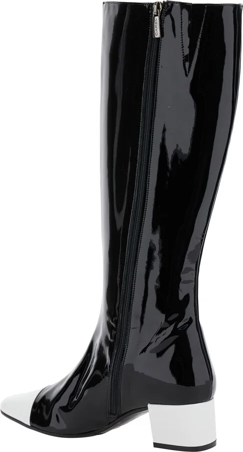 'malaga' Black Boots With Contrasting Toe In Patent Leather Woman - Image 3