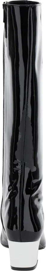 'malaga' Black Boots With Contrasting Toe In Patent Leather Woman - Image 4