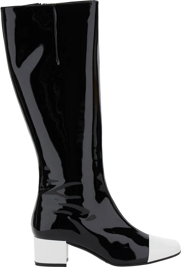 'malaga' Black Boots With Contrasting Toe In Patent Leather Woman