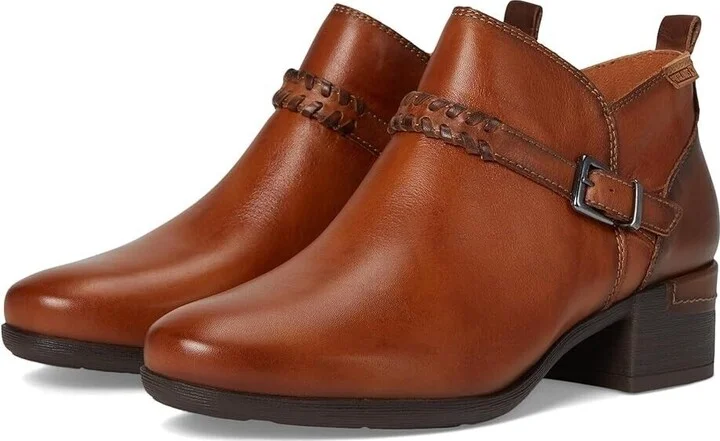 Malaga Boots Women's US 6.5-7 Brown Leather Ankle Block Heel RHS3015