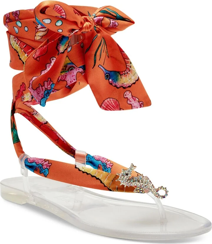 Malana Womens Leopard Print Thong Jelly Sandals