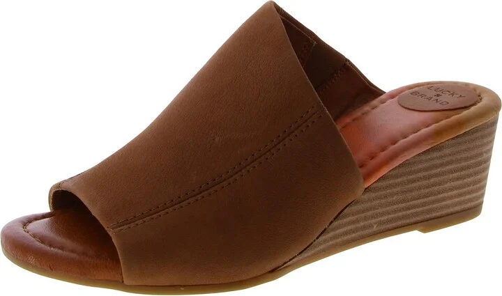 Malenka Womens Leather Slip On Wedge Sandals