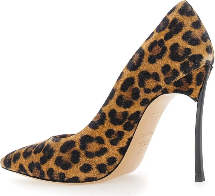 'malesia' Brown Pumps With High Stiletto Heel And Leopard Motif In Suede Woman - Image 3