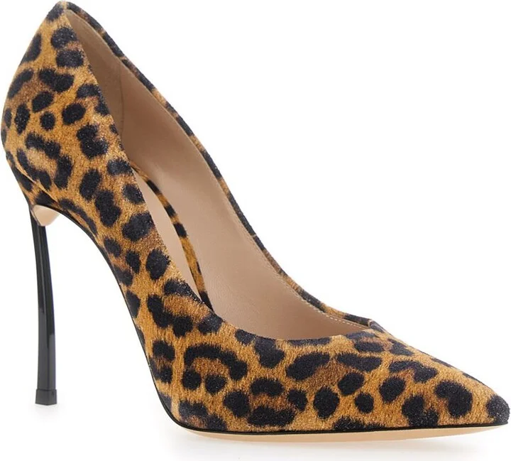 'Malesia' Brown Pumps With High Stiletto Heel And Leopard Motif In Suede Woman - Image 2