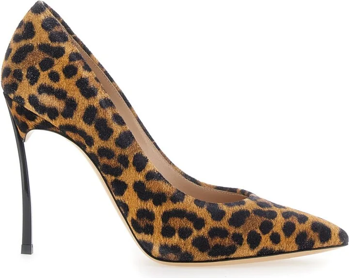'malesia' Brown Pumps With High Stiletto Heel And Leopard Motif In Suede Woman
