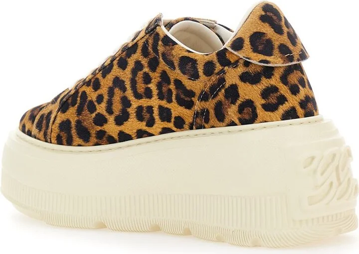 'Malesia' Brown Sneakers With Maxi Rubber Sole And Leopard Motif In Suede Woman - Image 3