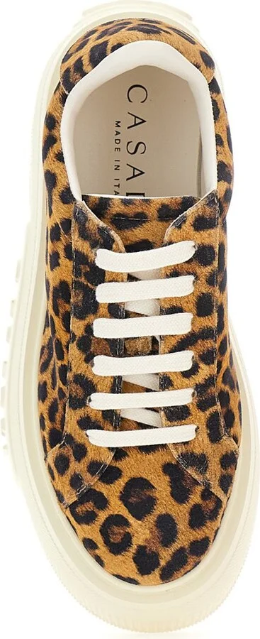 'Malesia' Brown Sneakers With Maxi Rubber Sole And Leopard Motif In Suede Woman - Image 4
