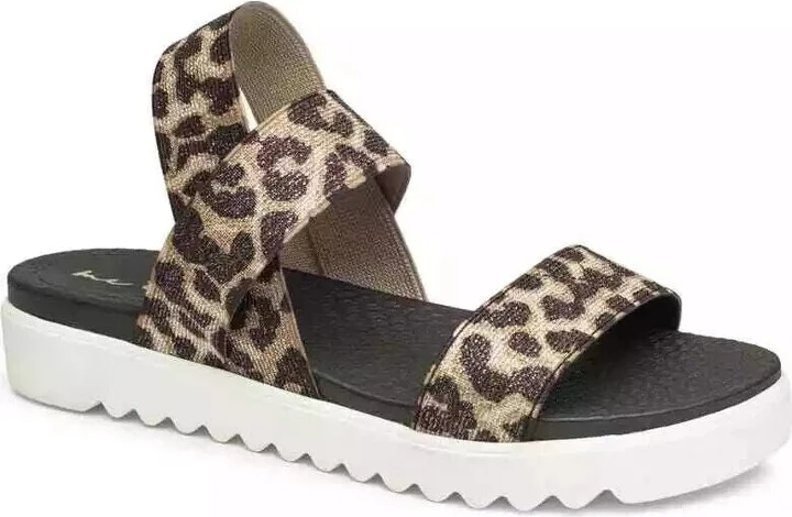Mali 15 Sandal Women's 8.5 Brown Leopard Print Comfort Ankle Strap KHD412