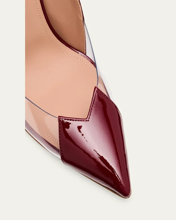 Malia M-Shaped Pointed Cap Toe Leather Pumps - Image 5