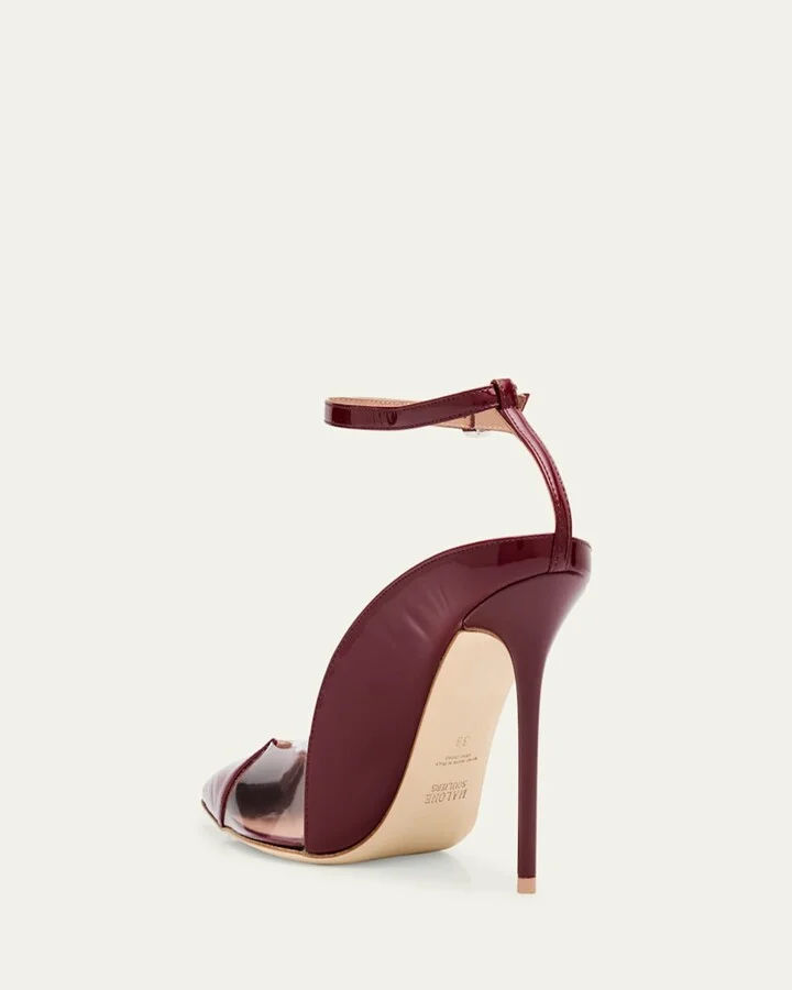 Malia M-Shaped Pointed Cap Toe Leather Pumps - Image 8
