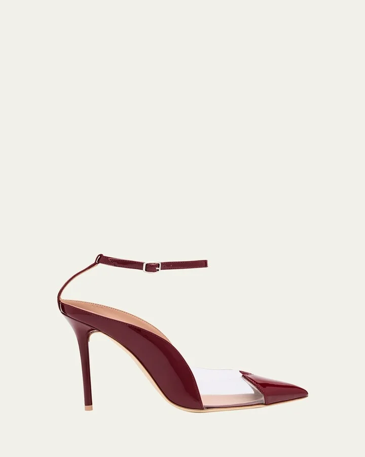 Malia M-Shaped Pointed Cap Toe Leather Pumps