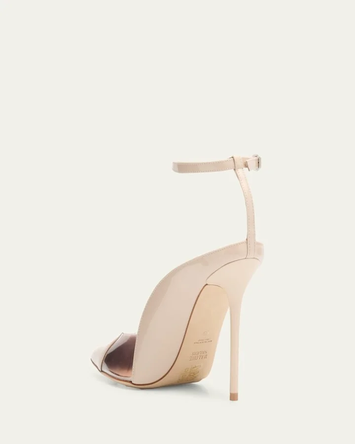 Malia M-Shaped Pointed Cap Toe Patent Leather Pumps - Image 6