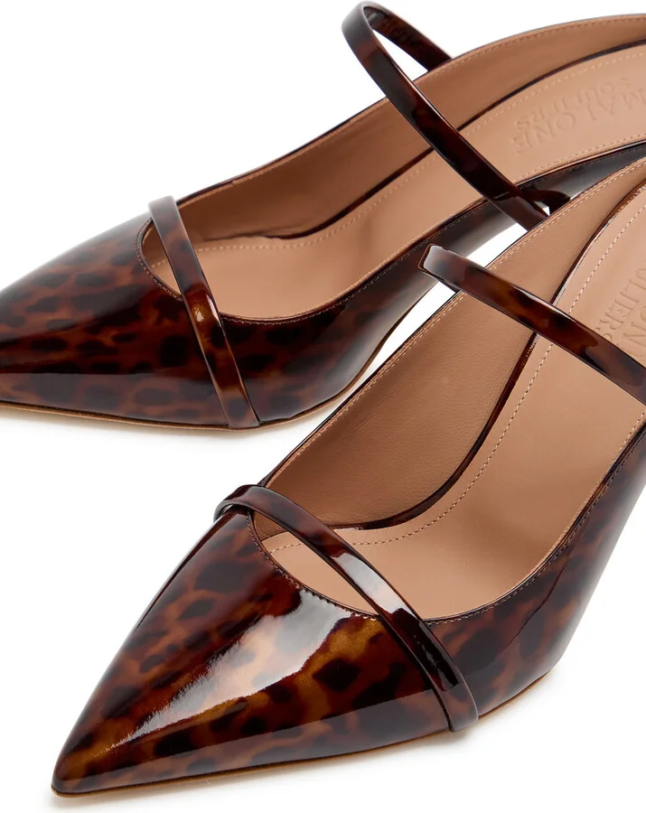 Malone Souliers Aurora 70 Leopard-print Patent Leather Mules - Image 3