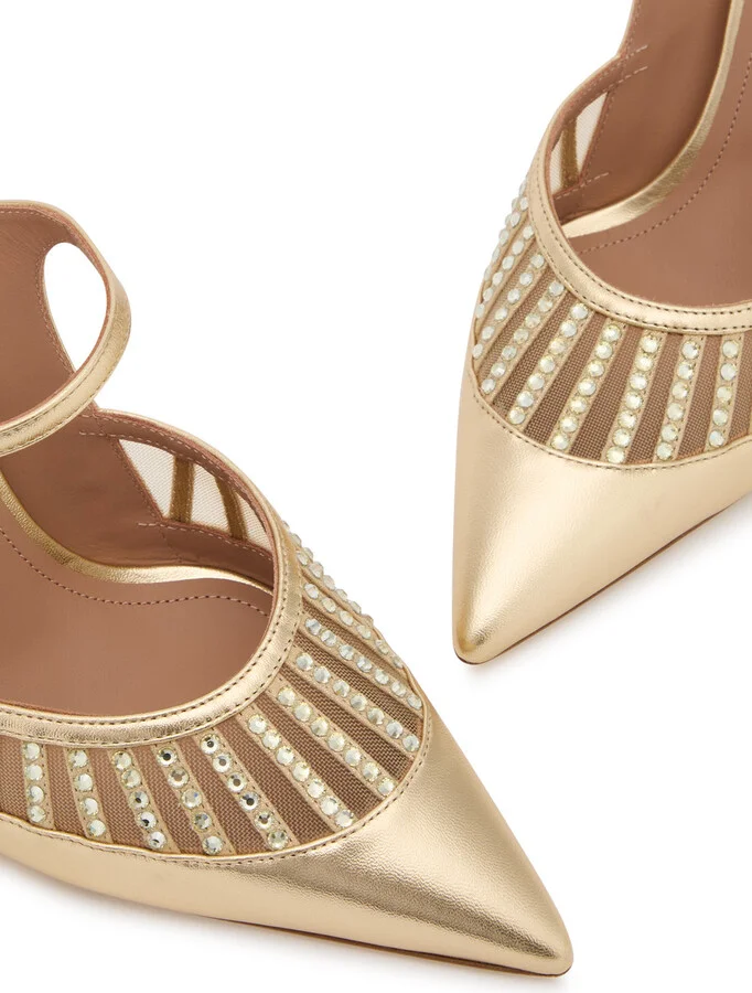 Malone Souliers Bardot 90 Metallic Leather Mules - Image 3
