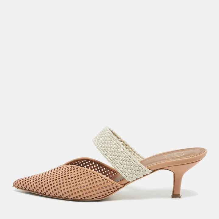 Malone Souliers Beige/Cream Fabric and Leather Maisie Mules Size 35