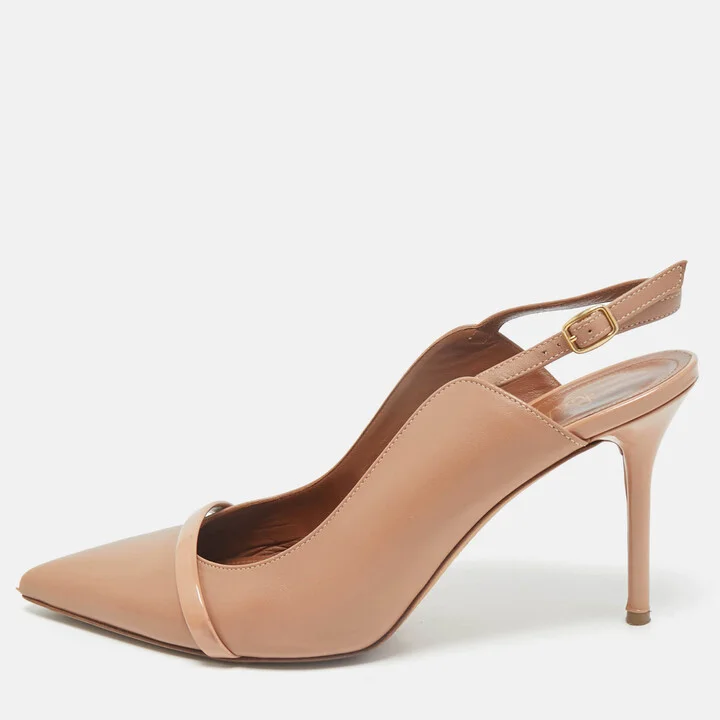 Malone Souliers Beige Leather and Patent Leather Marion Pumps Size 41