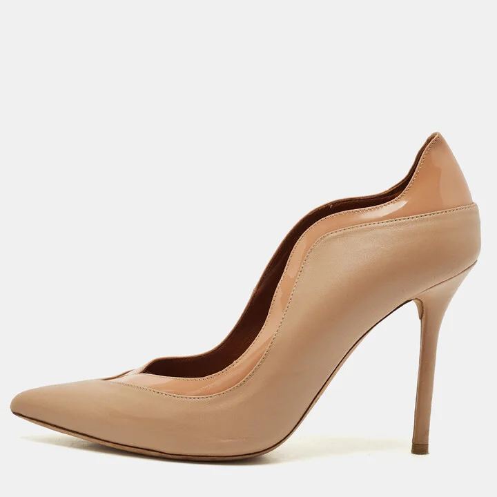 Malone Souliers Beige Leather Penelope Pointed Toe Pumps Size 37.5