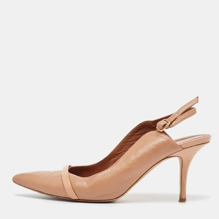 Malone Souliers Beige Leather Slingback Pumps Size 40