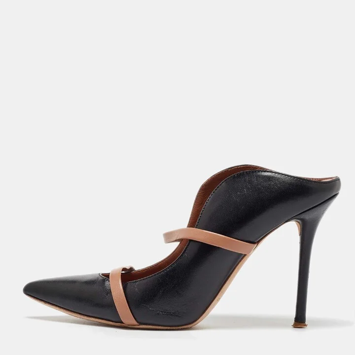 Malone Souliers Black/Brown Leather Maureen Pointed Toe Mules Size 37.5