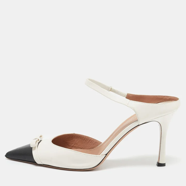 Malone Souliers Black/Ivory Leather Blythe Heel Mules Size 40