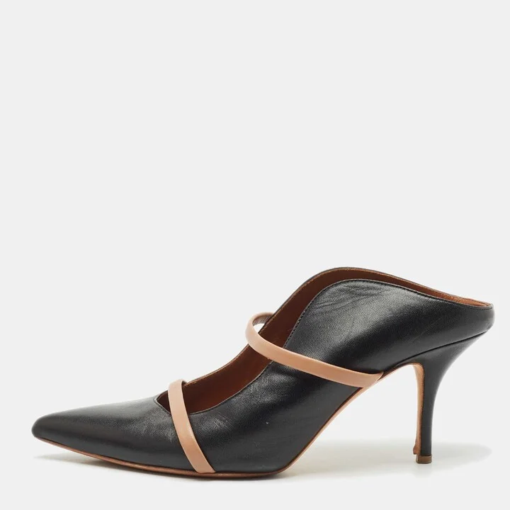 Malone Souliers Black Leather Maureen Heel Mules Size 41
