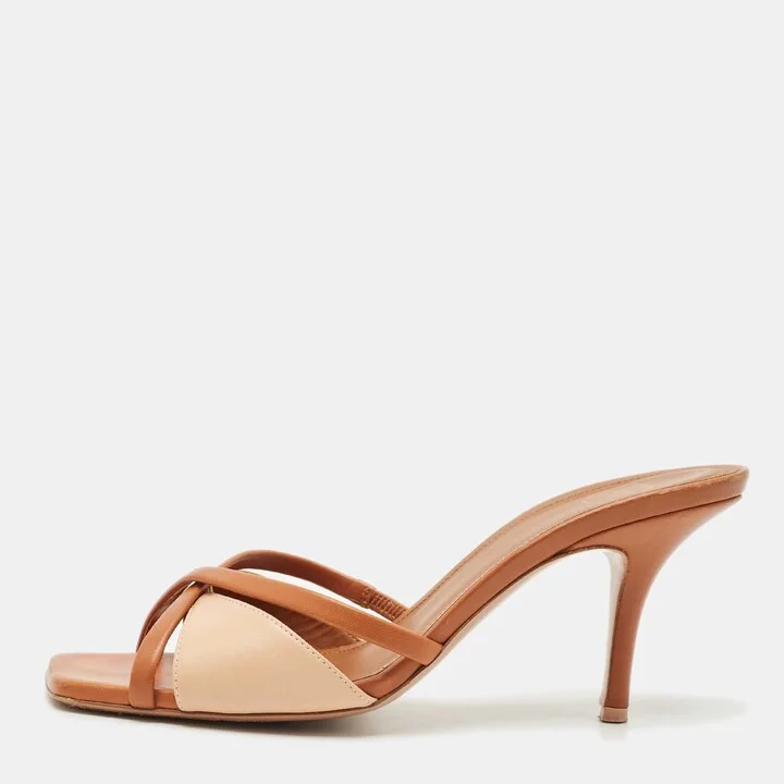 Malone Souliers Brown Leather Penn Slide Sandals Size 38