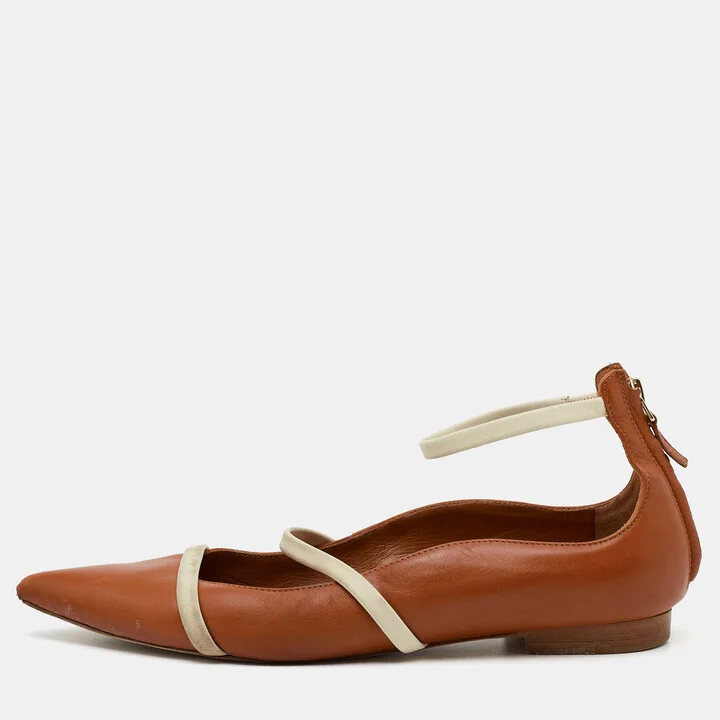 Malone Souliers Brown Leather Robyn Ballet Flats Size 38