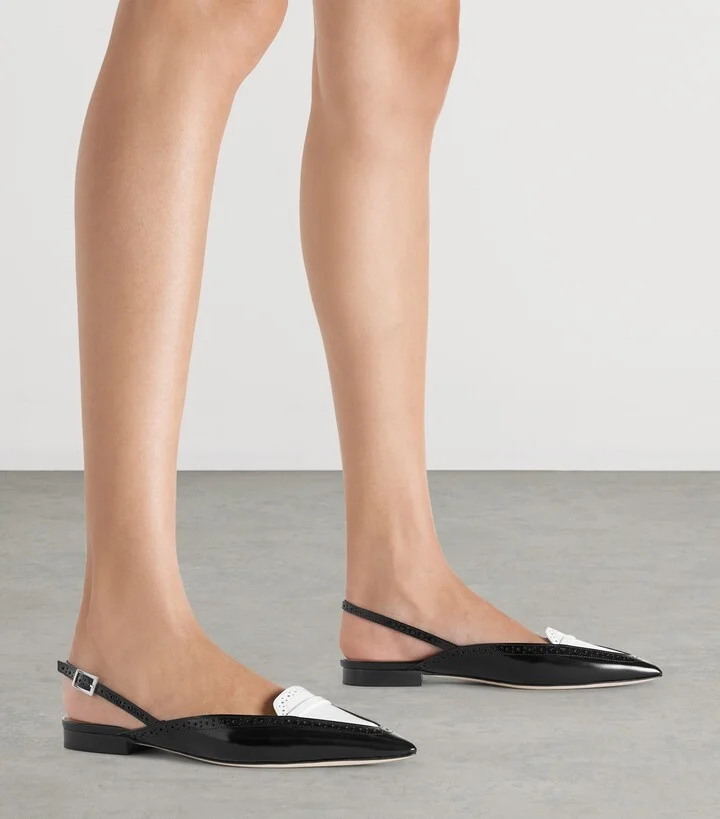 Malone Souliers Brushed Leather Laurie Slingback Flats - Image 2