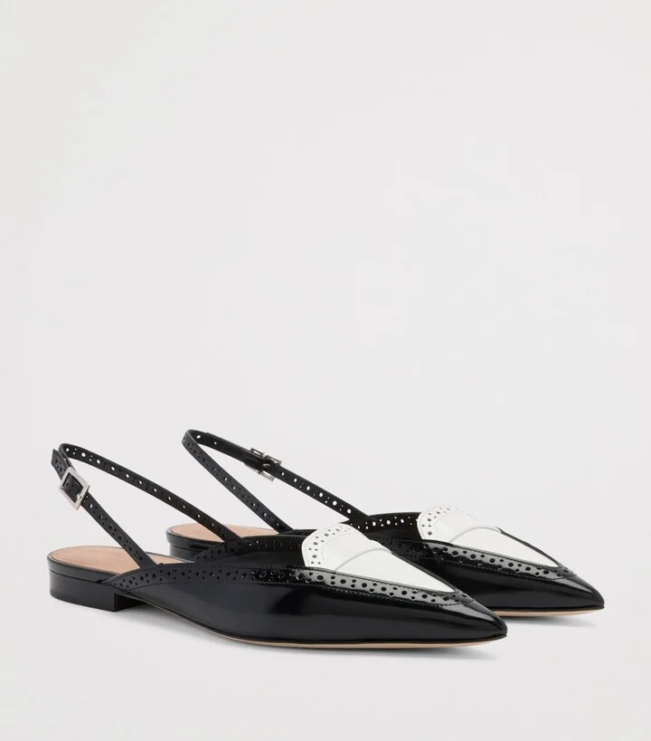 Malone Souliers Brushed Leather Laurie Slingback Flats - Image 3