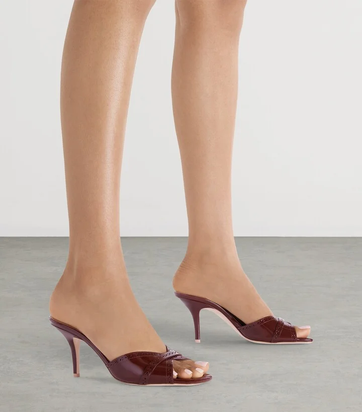 Malone Souliers Brushed Leather Perla Heeled Sandals 70 - Image 2
