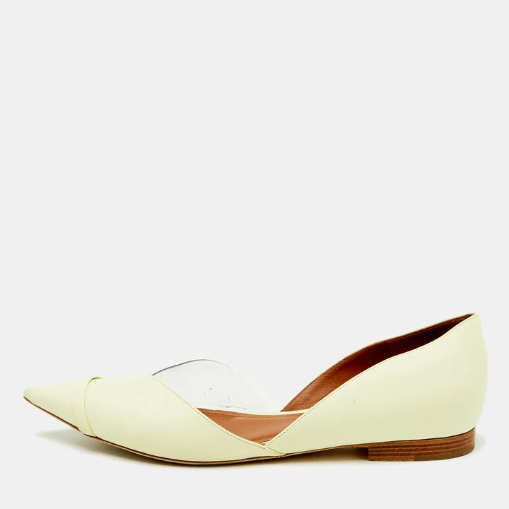 Malone Souliers Buttercup/Clear Leather and PVC Hurley Ballet Flats Size 39.5