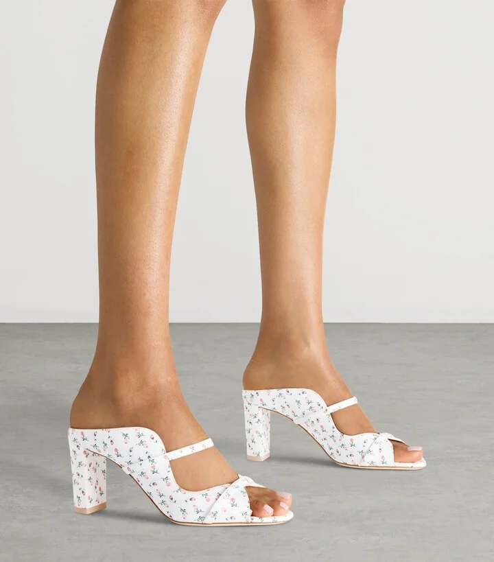 Malone Souliers Canvas Floral Norah Heeled Sandals 70 - Image 2