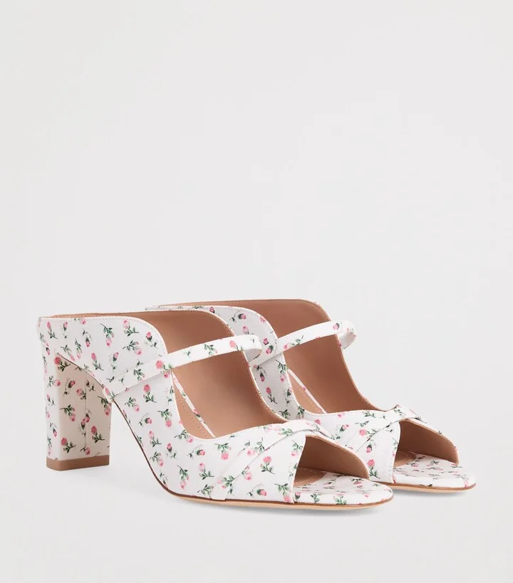 Malone Souliers Canvas Floral Norah Heeled Sandals 70 - Image 3