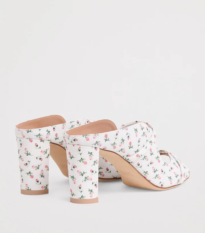 Malone Souliers Canvas Floral Norah Heeled Sandals 70 - Image 4