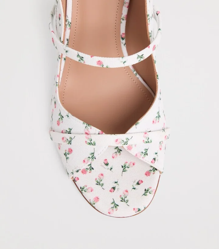 Malone Souliers Canvas Floral Norah Heeled Sandals 70 - Image 5