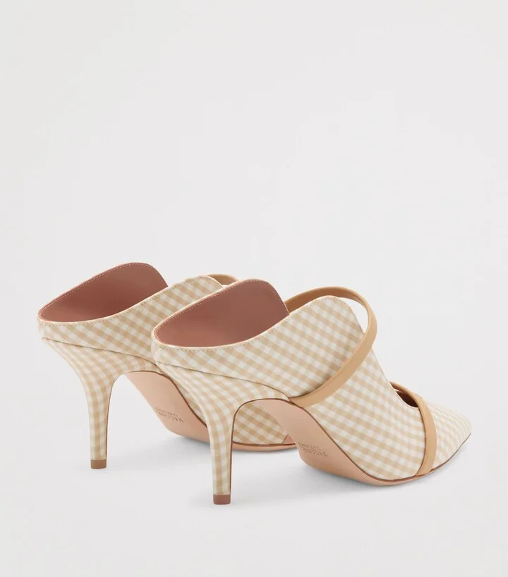 Malone Souliers Cotton Gingham Maureen Mules 70 - Image 4